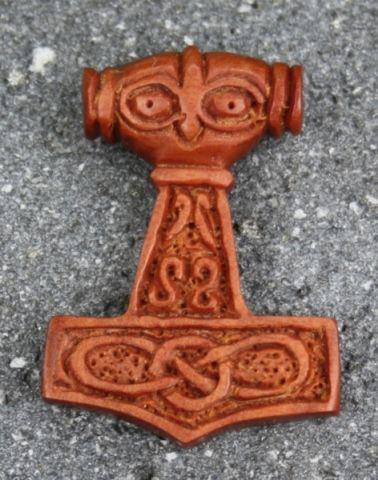 Anhänger - MJÖLNIR - mit Wikinger Knoten - aus Holz