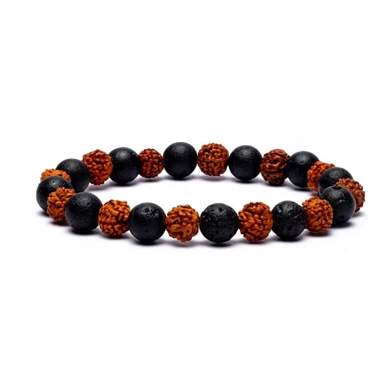 Armband Rudraksha / Lavastein elastisch -- 0.8 cm; 9 cm