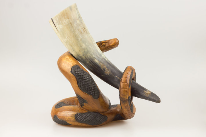 Pagan Trinkhornständer - FIONA - 24 cm - Schlange aus Holz - Weltenschlange - Rechtsdrehend - Handarbeit